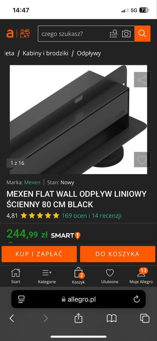 Odpływ liniowy ścienny Maxen