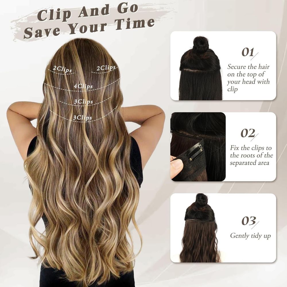 Włosy Pasma syntetyczne blond BARSDAR clip in 50 cm