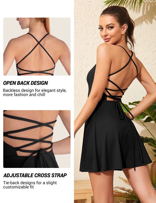 Desol Sukienka Tenisowa Czarna M z Kieszeniami Sportowa