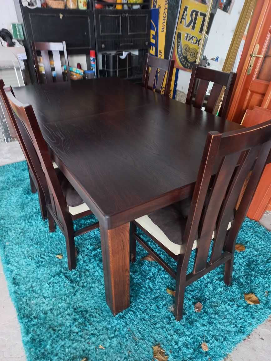Stół i krzesła komplet drewniany