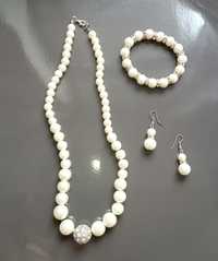 Sztuczne perły zestaw biżuterii cyrkonie