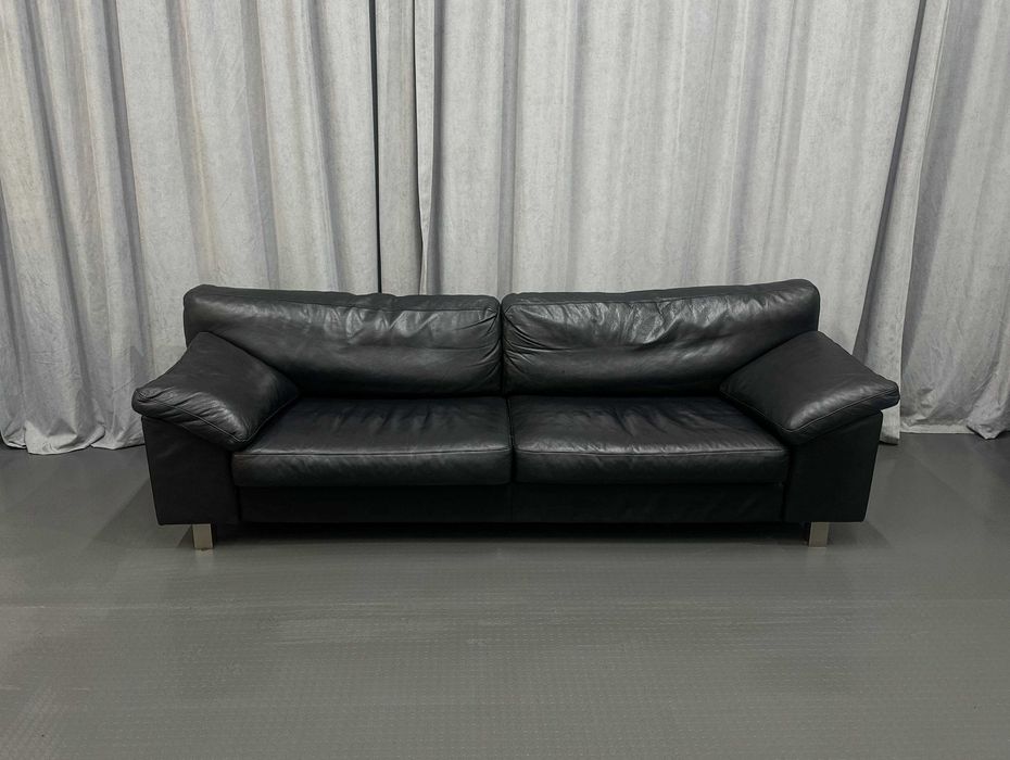 Чорний шкіряний диван-трійка/шкіряні дивани/меблі з Європи/COMFORTLIFE
