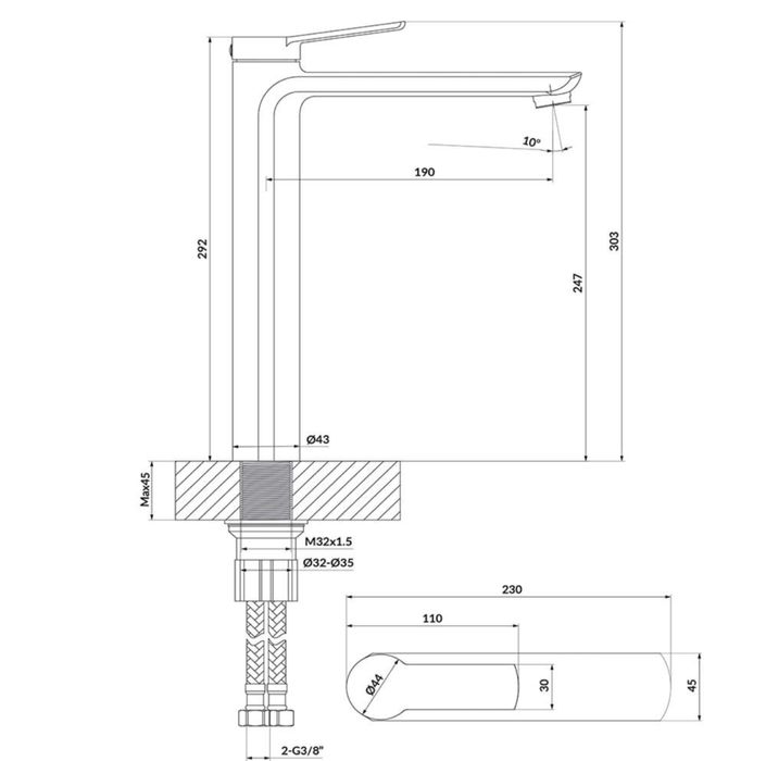 Bateria umywalkowa Cersanit loft