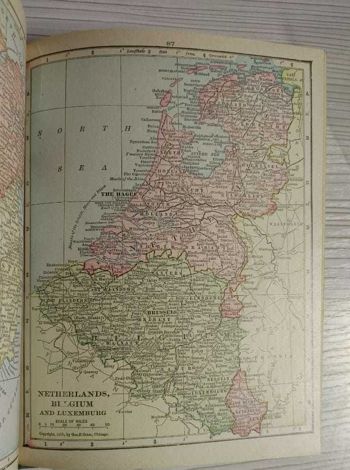 Винтажный Атлас мира, США (Cram's Junior Atlas of the World 1911-1912)