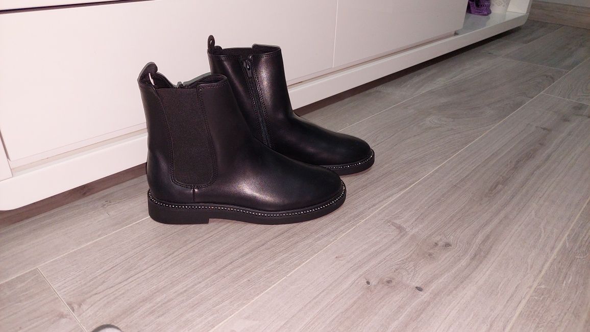 Nowe  czarne botki na jesień Zara r. 36 sztyblety eleganckie