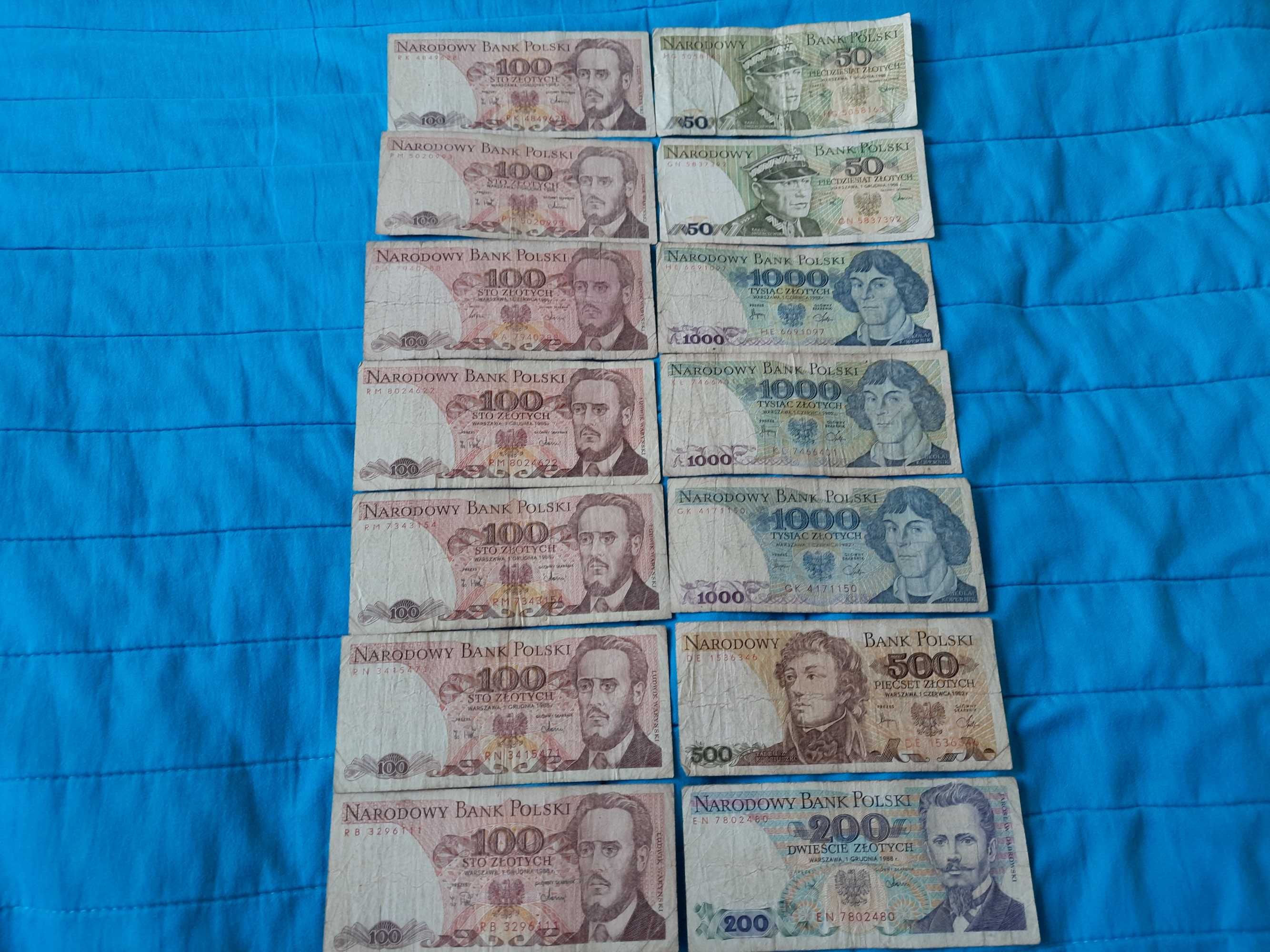 stare polskie banknoty PRL 50,100,200,500,1000 zł Kopernik, Waryński