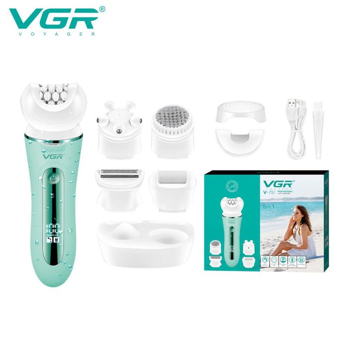 ‼️ Епілятор, депілятор  VGR 5 в 1 V-751, 5 насадок. Рожевий, зелений.