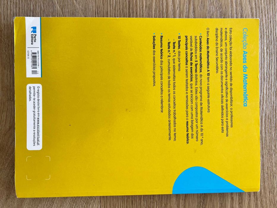 ASES da Matemática A 10° ano - Porto Editora - com resoluções em Papel