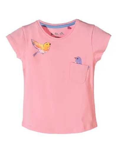 Piękna różowa bluzeczka bluzka 5.10.15. t-shirt ptaszki roz 128