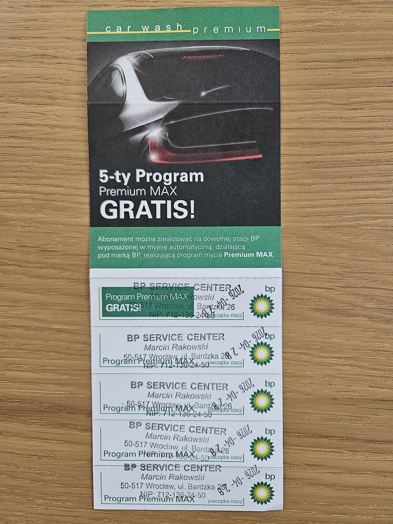 Karnet na 5 myć na myjni BP Premium Max