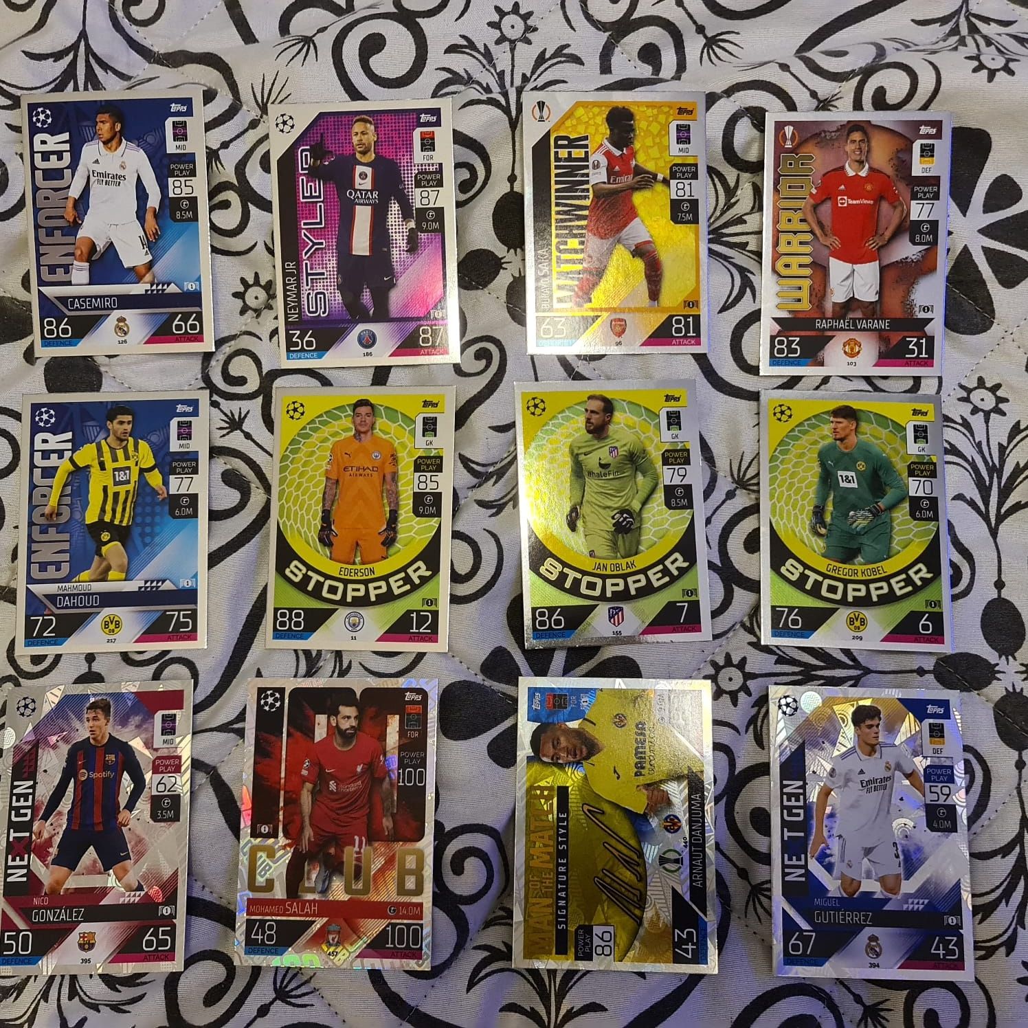 Karty piłkarskie match attax 12szt Neymar, Salah, Varane, Casemiro