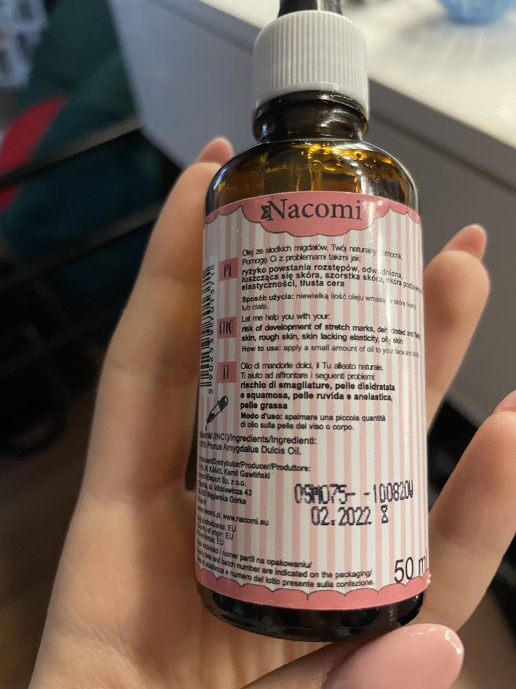 Nacomi Olej ze słodkich migdałów z pipetą 50ml tłoczony na zimno