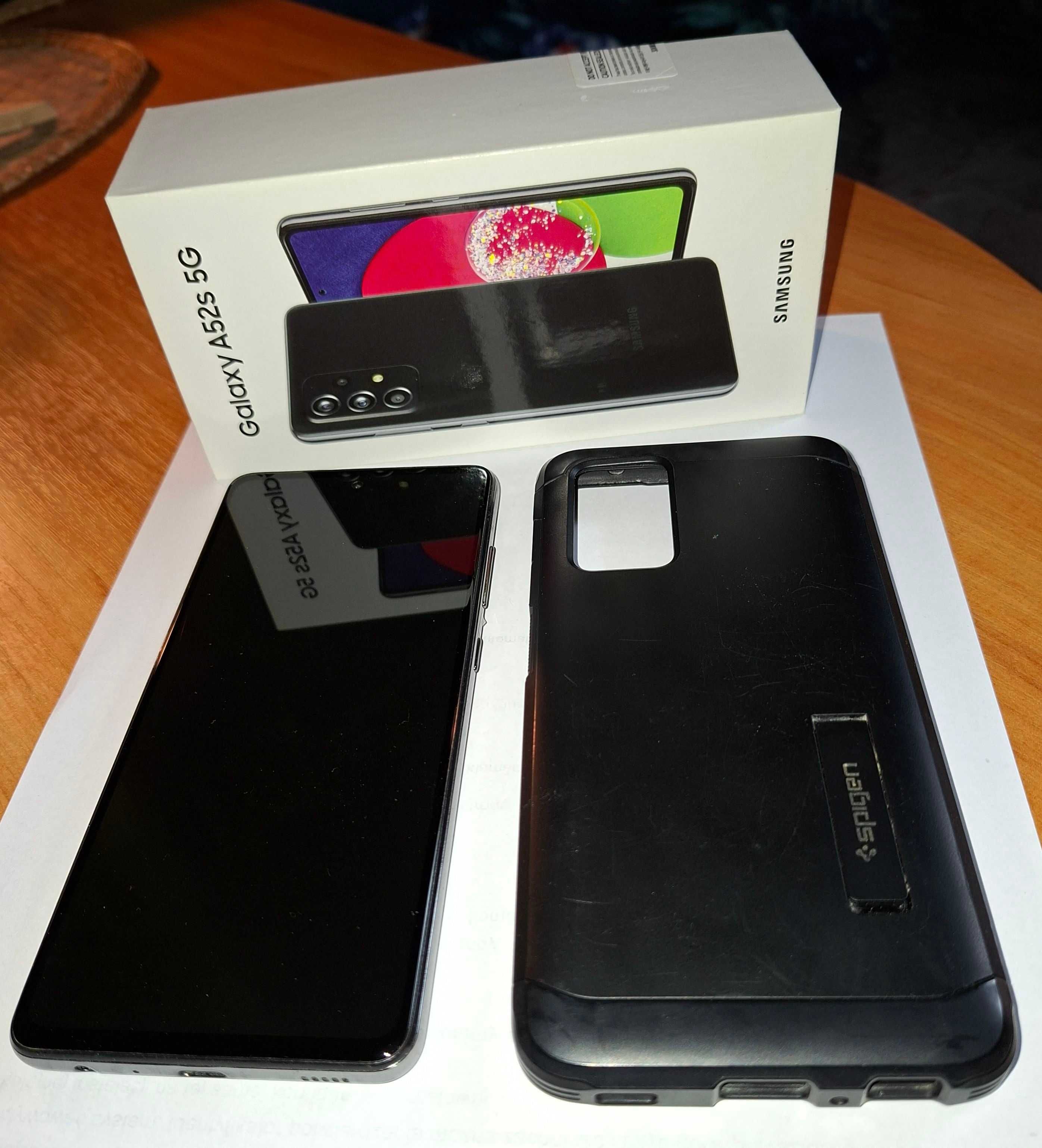 Samsung Galaxy A52s 5G + oryginalna ładowarka + pancerne etui Spigen