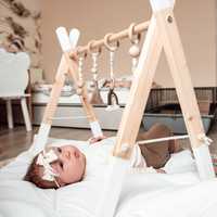 NOWY BABY GYM + 4 ZAWIESZKI stojak edukacyjny drewniany Montessori