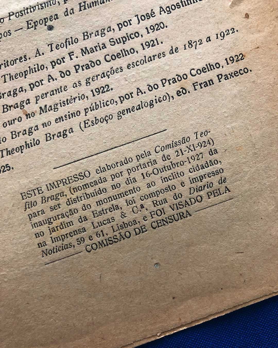 QUEM É TEÓFILO BRAGA? Brochura comemorativa - 1927