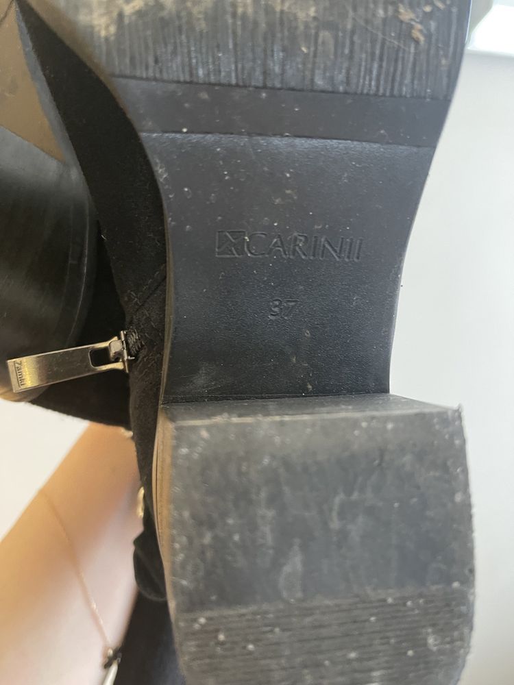 Buty kozaki Carinii 37 czarne, zamszowe