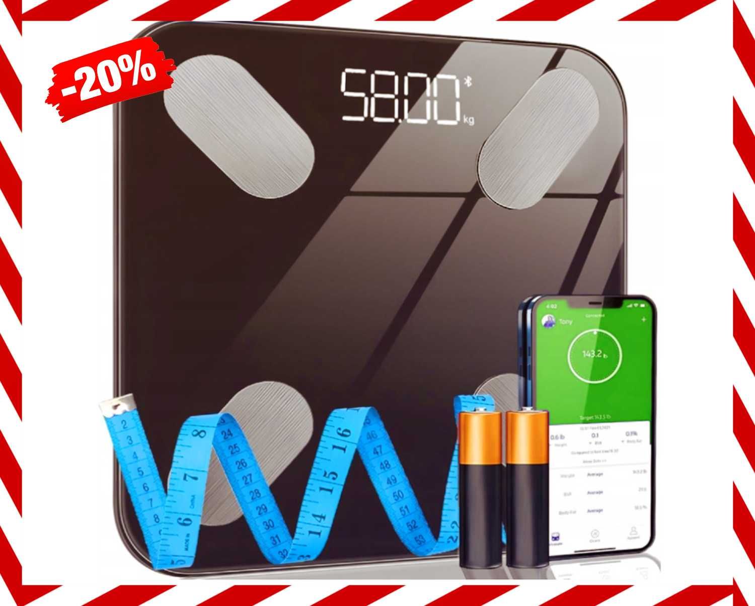 NOWA Waga Łazienkowa Analityczna Smart 25w1 Android *PROMOCJA*