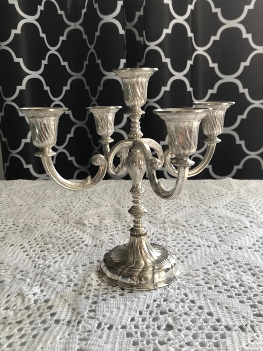 Посріблений канделябр на 5 свічок.