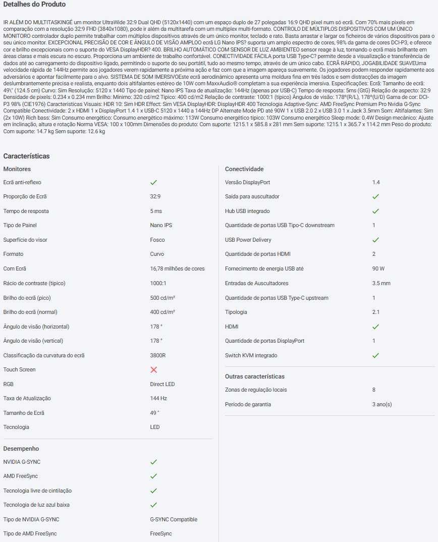 LG 49" ultrawide monitor