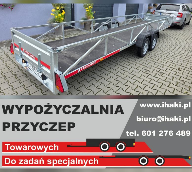 Dłużyca 6m, wypożyczalnia przyczep, wynajem, do długich towarów