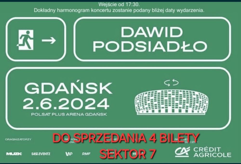 4 bilety PODSIADŁO Gdańsk 2.06.