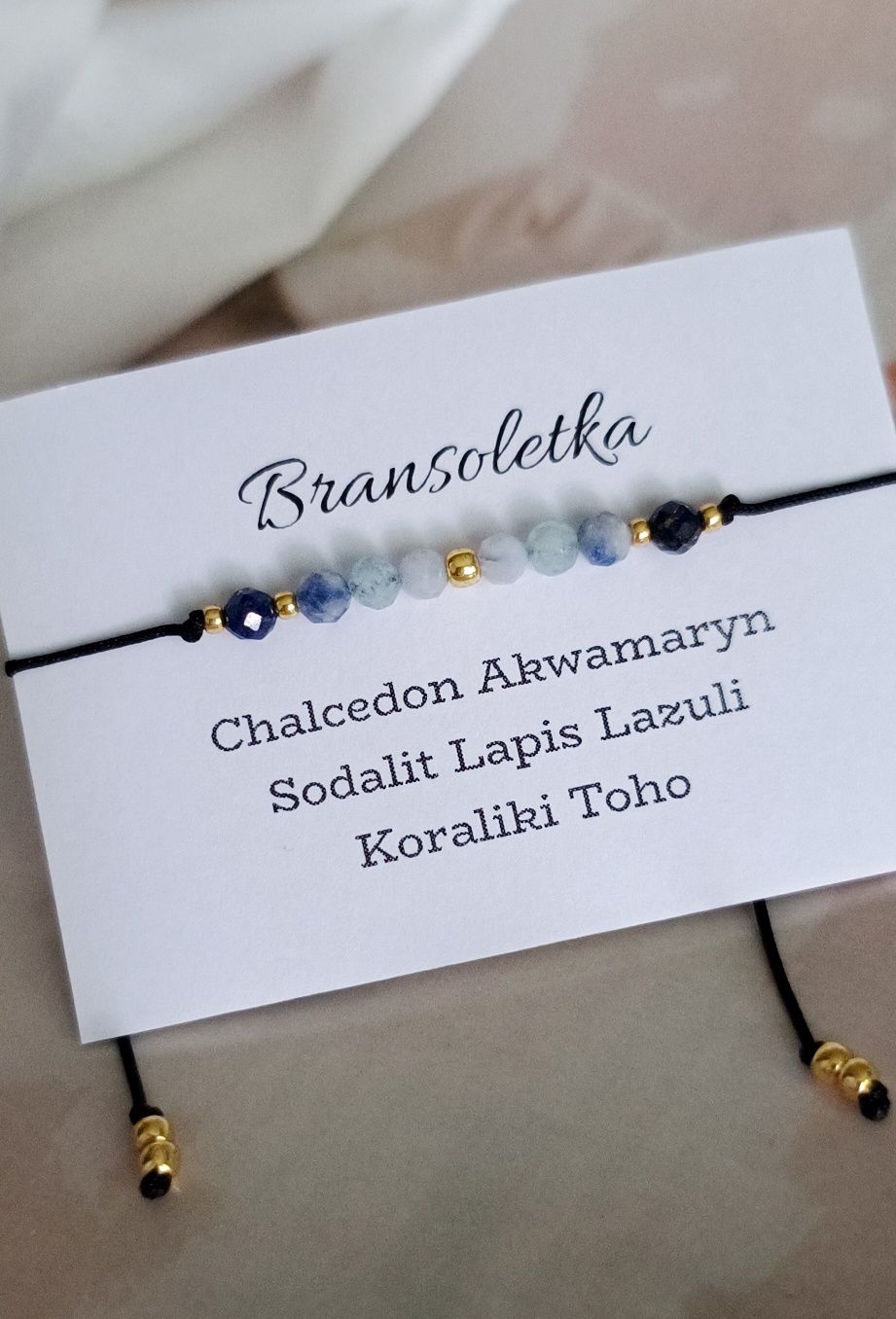 Bransoletka kamienie naturalne minerały sodalit Akwamaryn lapis lazuli