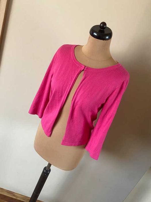 Krotki sweter neon pink roz monnari bolerko crop top m l 38 40