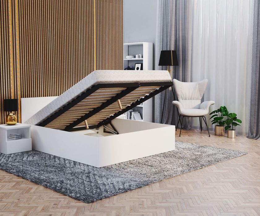 Łóżko Małżeńskie Pojemnik 90/120/140/160/180x200 podnoszonym stelażem