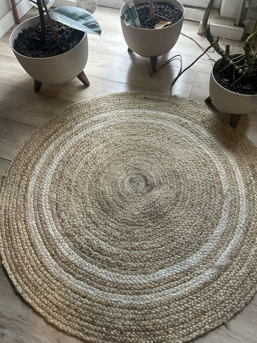 Boho okrągły dywan z juty 100 cm