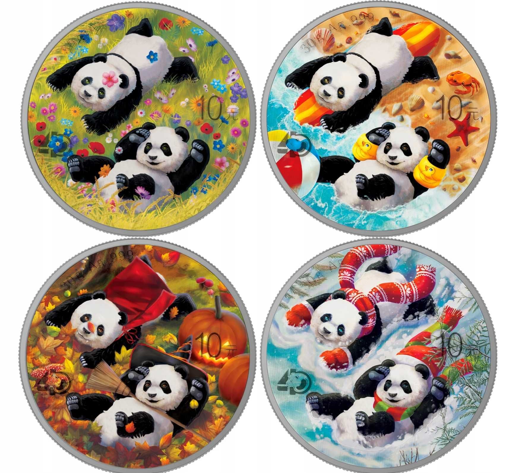 SET Chiny 10 Yuan 2022 Panda 4 pory roku - kolor