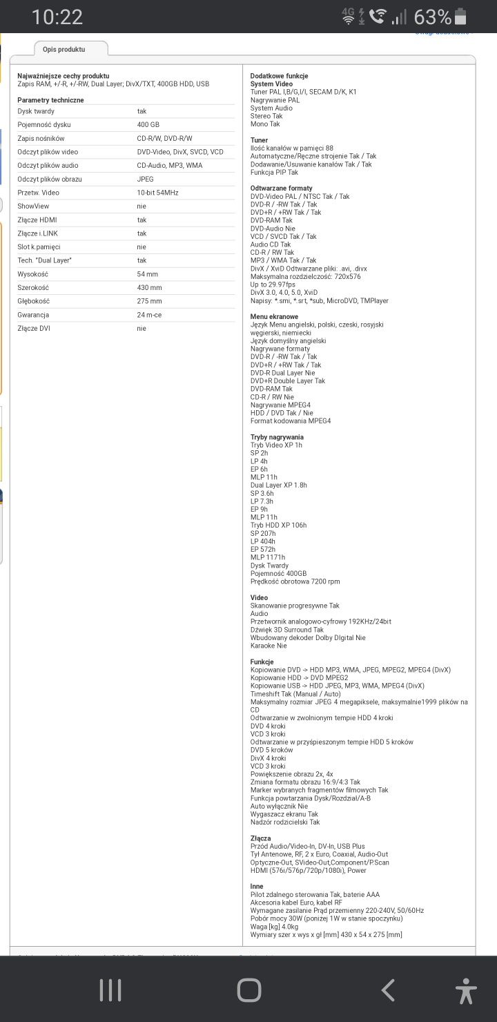 LG - Odtwarzacz/nagrywarka DVD z HDD