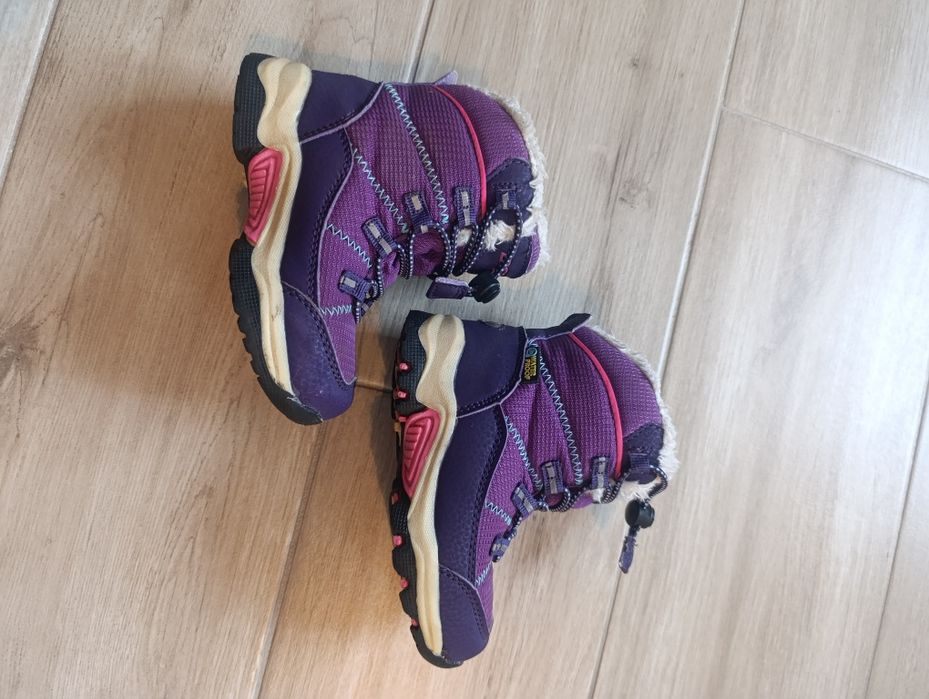 Buty zimowe, śniegowce, dziewczynka, fioletowe, wodoodporne, r. 23