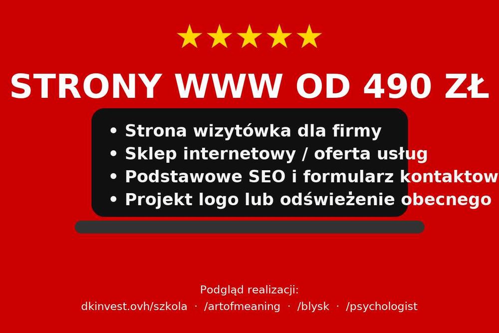 Strony Internetowe od 490 zł – niezależny specjalista