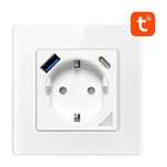 Usb Gniazdo Ścienne Wifi Tuya (Białe) Usb-C Inteligentne N-Wot10-Usb-W