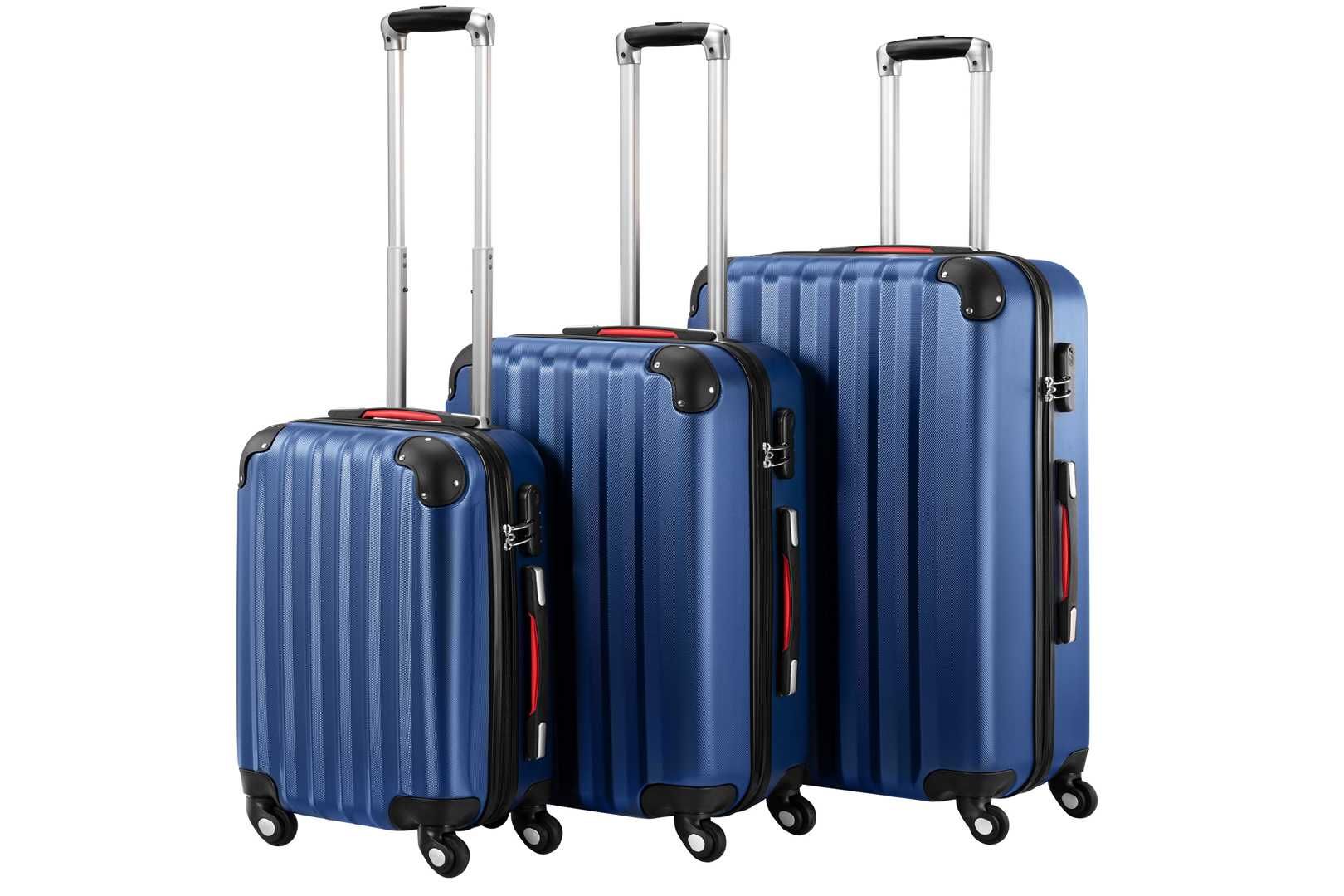 ZESTAW WALIZEK podróżnych walizki na kółkach 3w1 komplet GRANATOWY