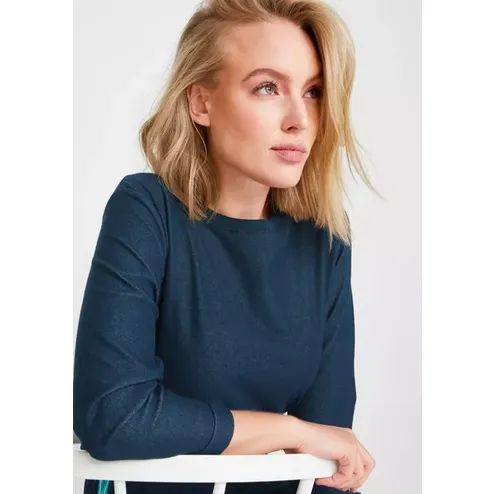 bonprix granatowa casualowa sukienka jersey lampasy guziki 40-42