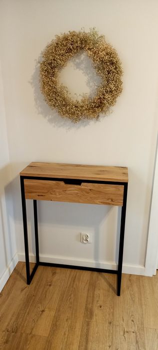 Loft konsola toaletka dębowa, Dostępna Od Ręki, konsola z szufladą