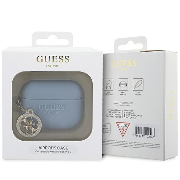 Guess Etui na AirPods Pro 2 - Niebieskie 3D Rubber Charm 4G