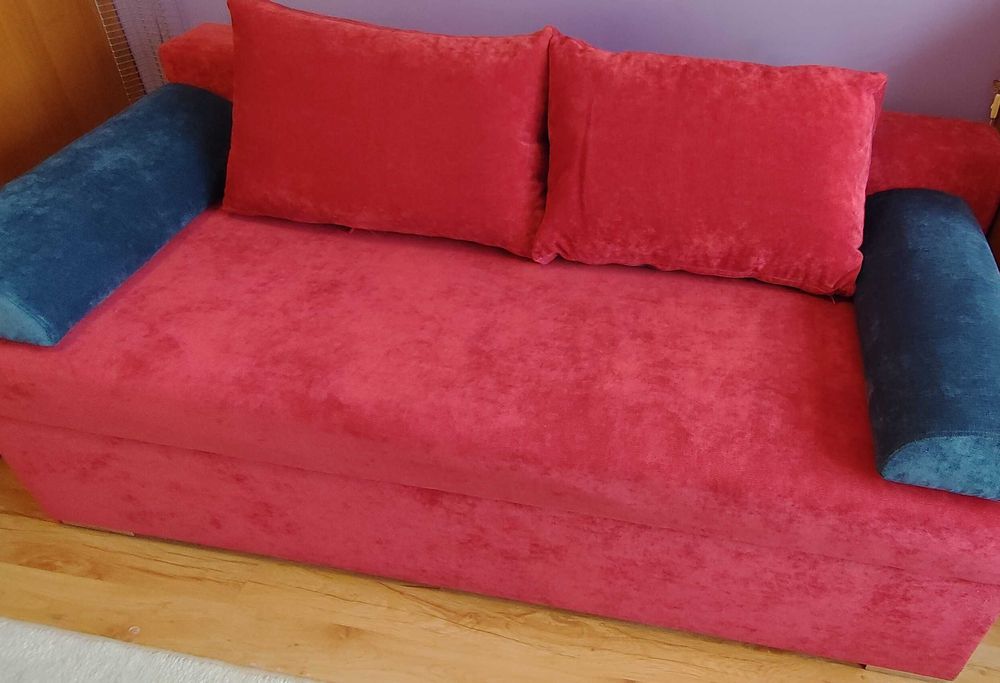 SOFA KANAPA TAPCZAN świetna CZYSTA ZADBANY czerwona 185x115 cm