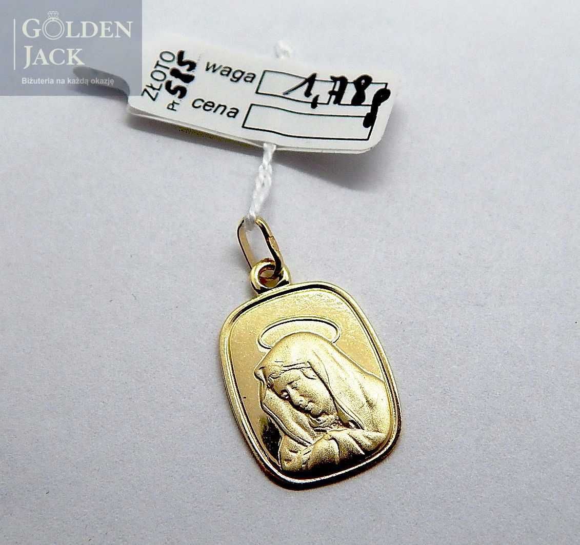 Złota zawieszka medalik wizerunek Matki Boskiej złoto p 585 waga 1,78g