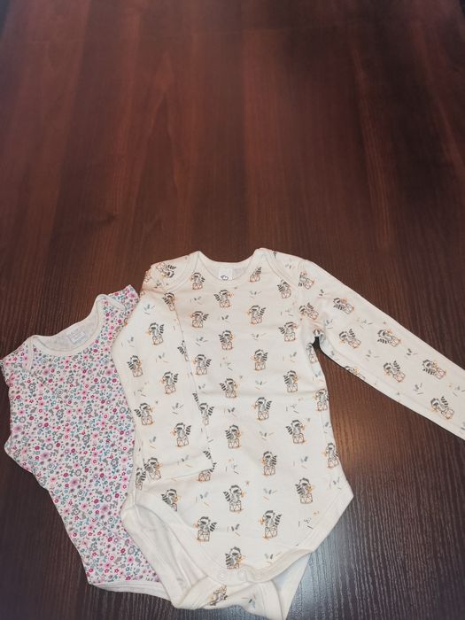 Body 2x długi rękawek kwiaty i szop roz 92