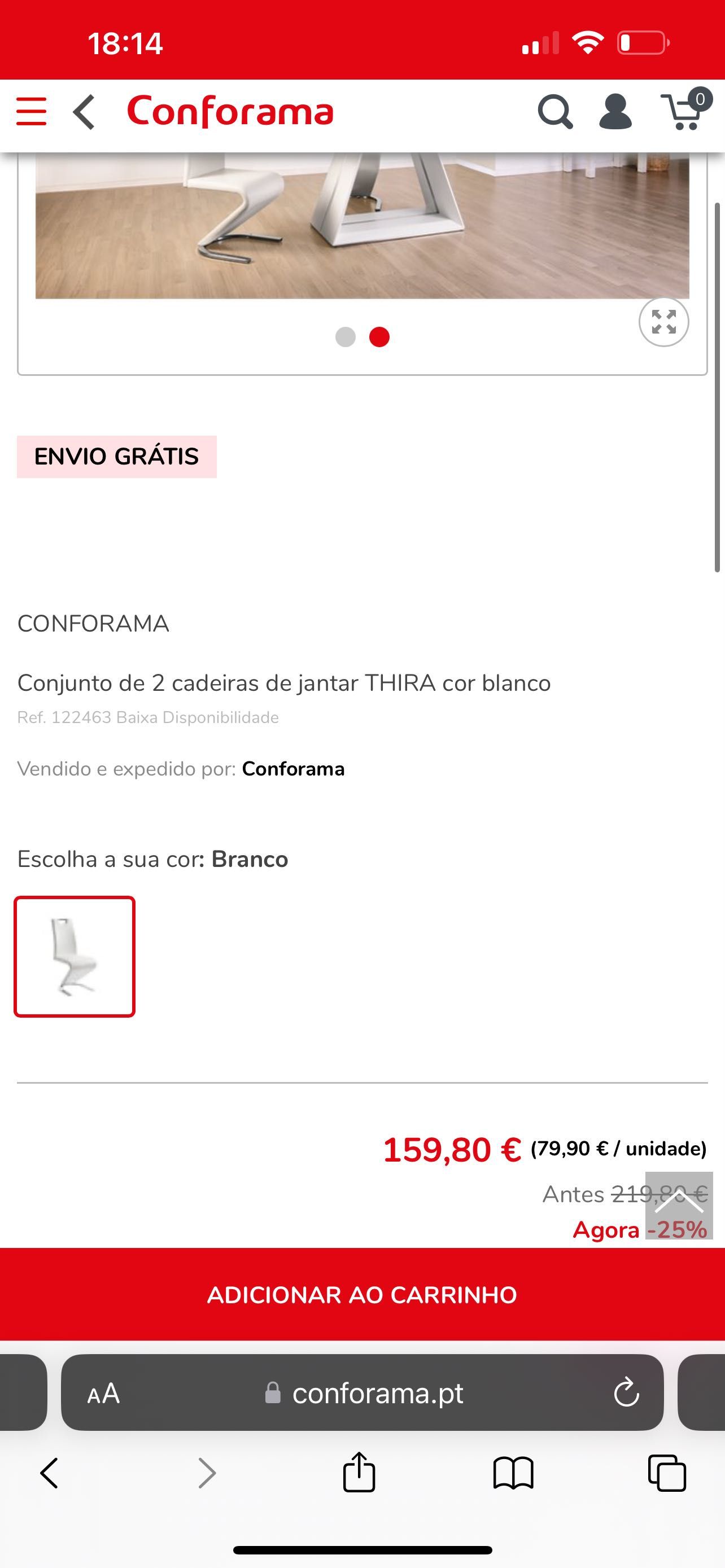 Mesa de vidro com 4 cadeiras