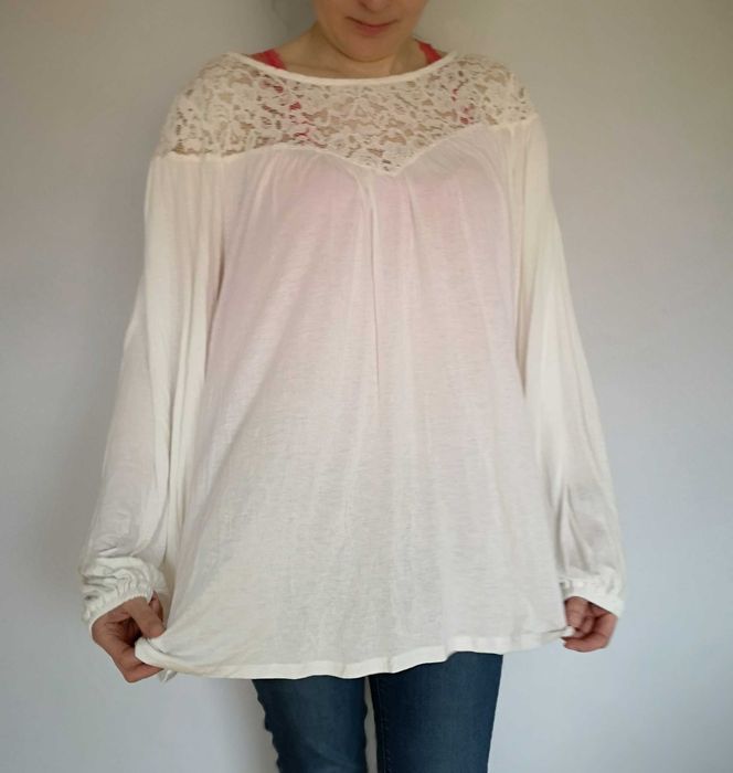 Fajna biała nowa z metką bluzka ciążowa koronka koronkowa L XL