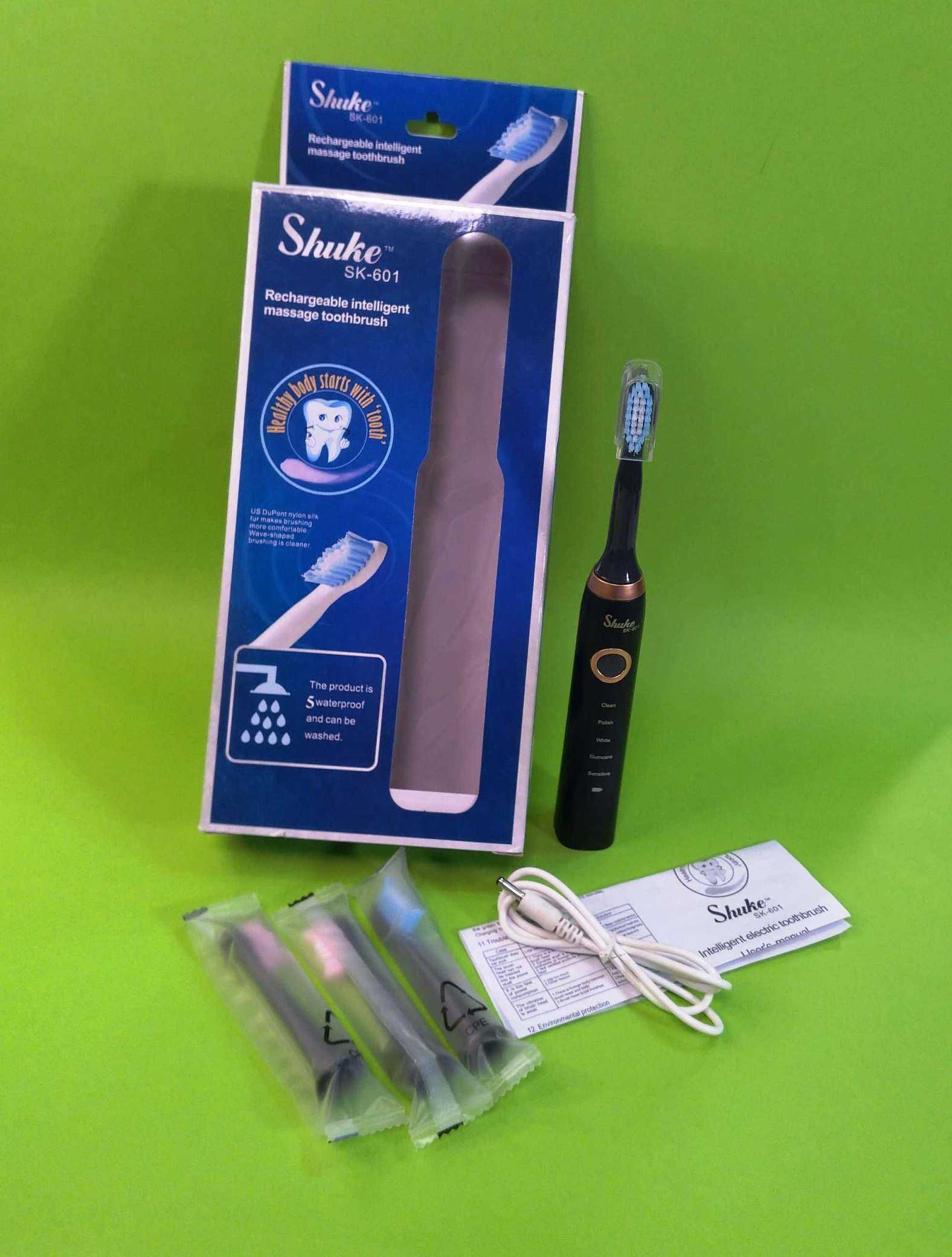 Электрическая ультразвуковая зубная щетка Shuke 4 насадки 5 режимов