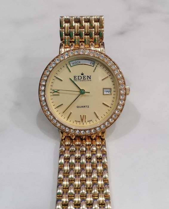 Zegarek EDEN Swiss made Quartz  orginal pozlacana branzoleta jak nowy!
