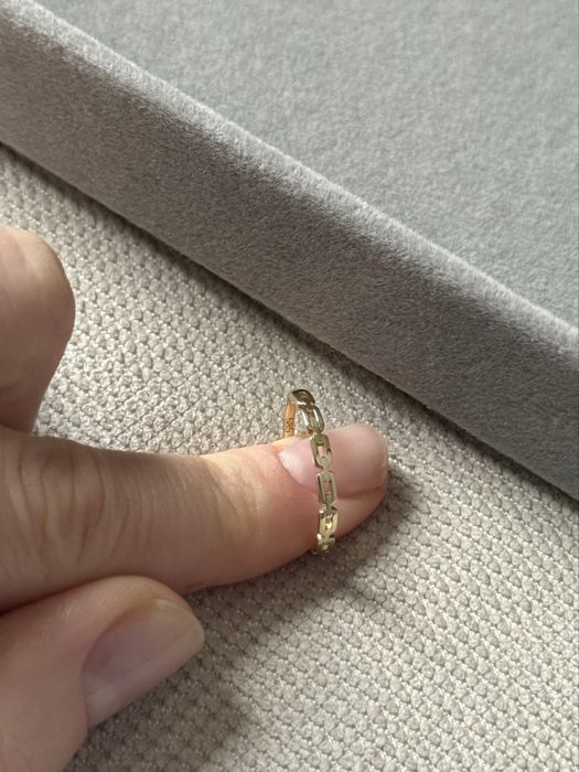 Złoty pierścionek z geometrycznymi ogniwami, pierścionek złoto 585