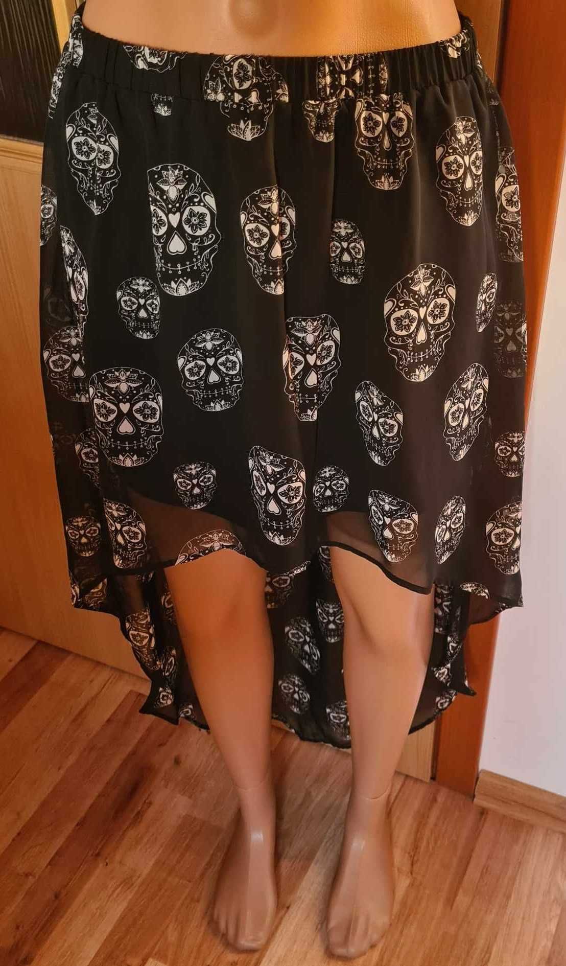 H&M asymetryczna zwiewna spódnica Santa Muerte 36 gothic