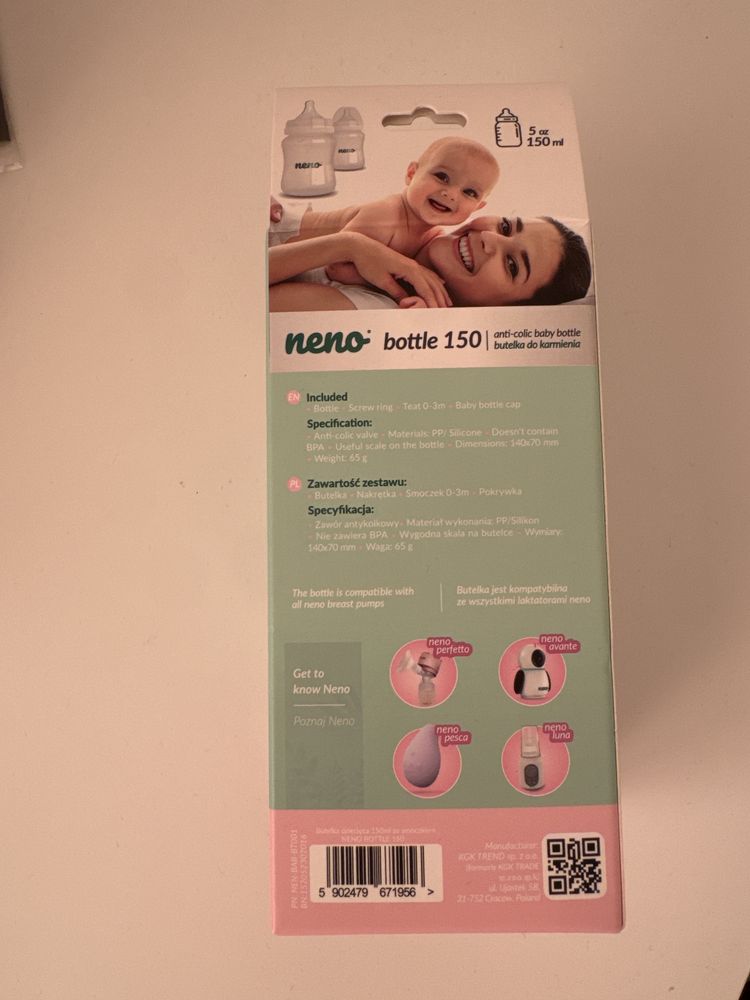 Butelka neno, niemowle, noworodek, smoczek, mleko