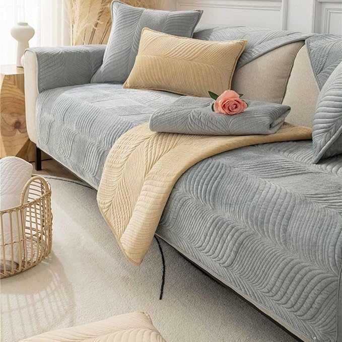Narzuta na siedzisko sofy 70×150 cm ochronna antypoślizgowa Szara