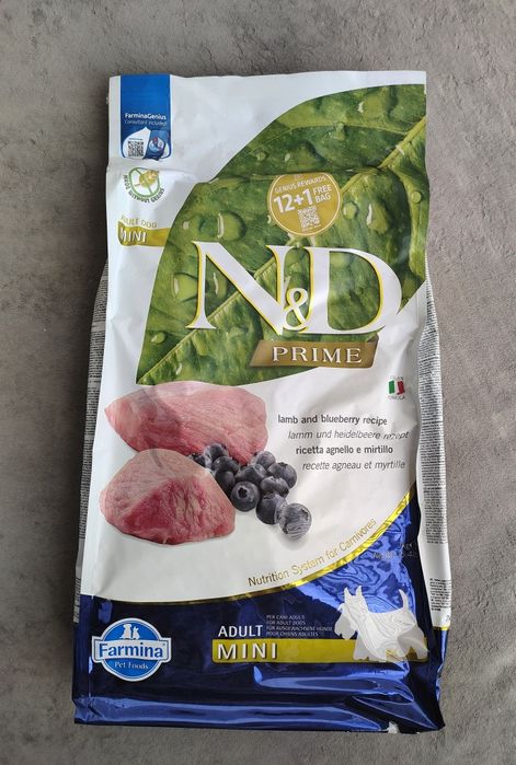 7 kg Farmina N&D Grain Free Adult Medium & Maxi, jagnięcina i borówki